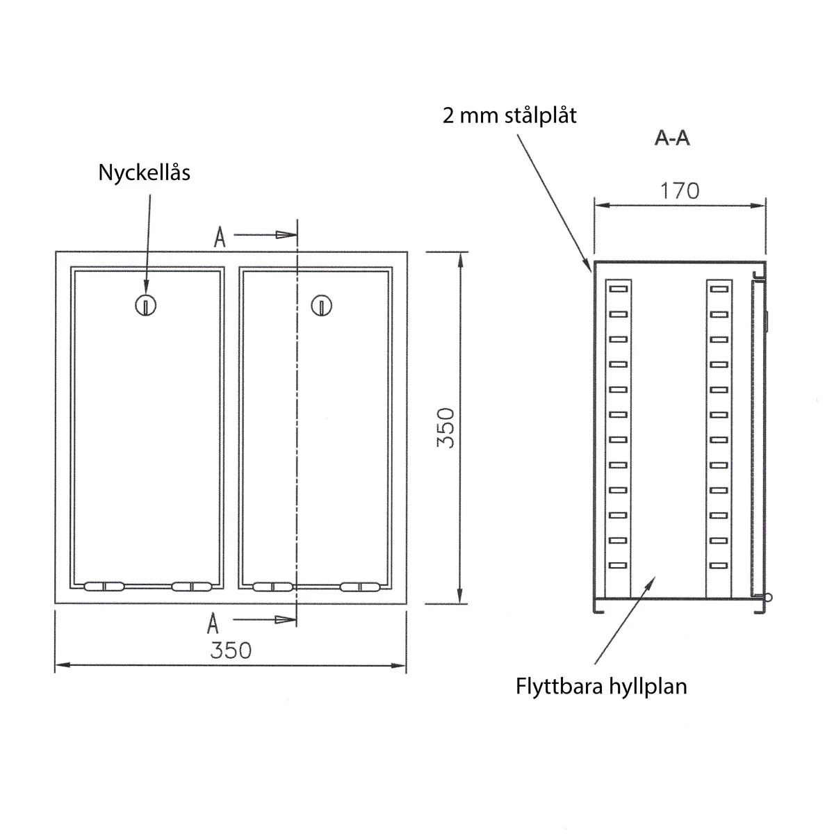 Medicinskåp, Två dörrar, A-2