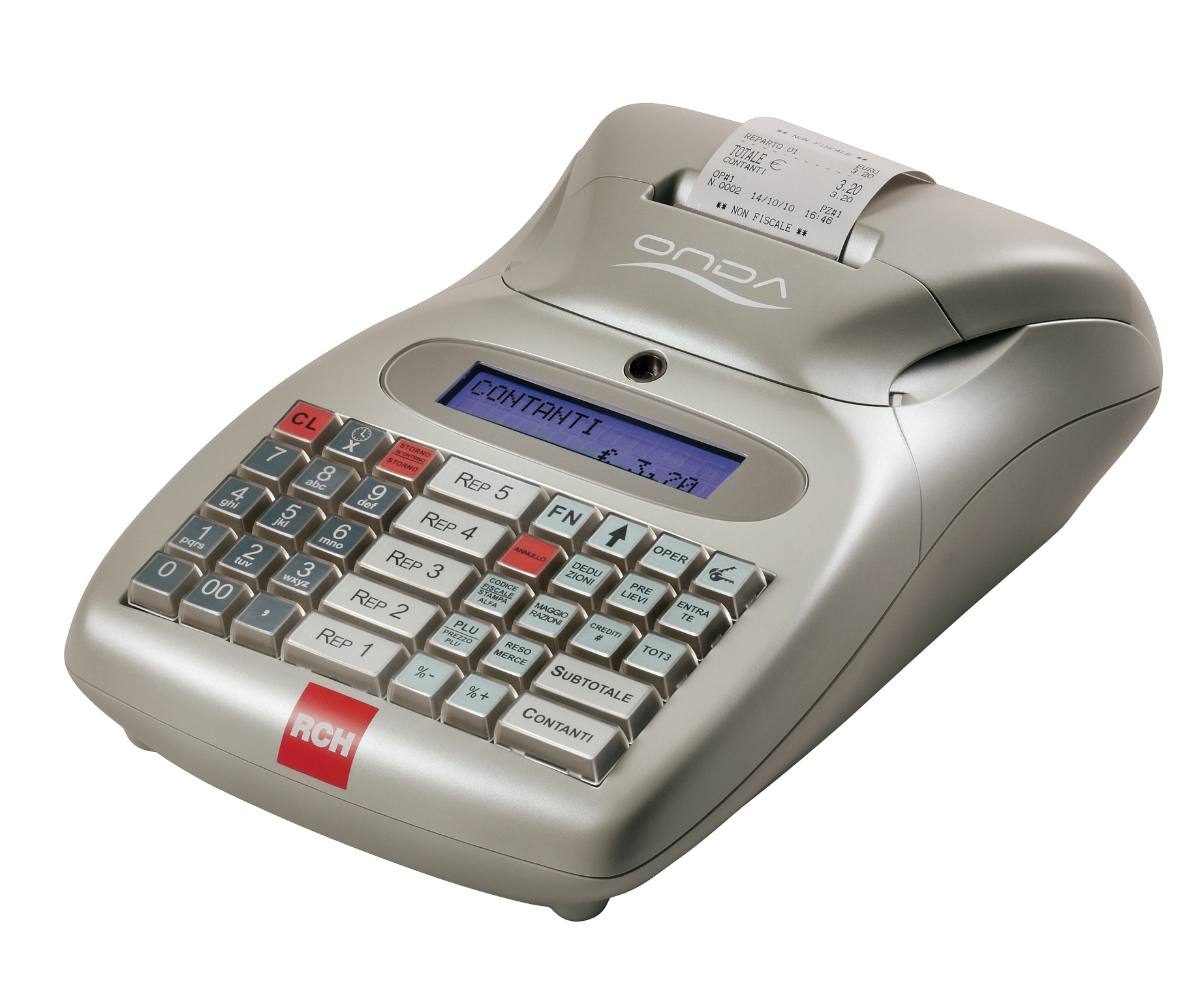 Batteridrivet kassaregister, med kvittoskrivare, RCH Onda