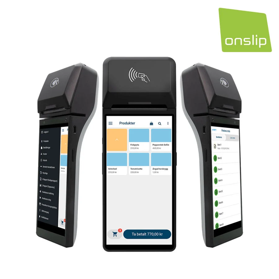 Onslip allt-i-ett, portabel kassa & kortläsare