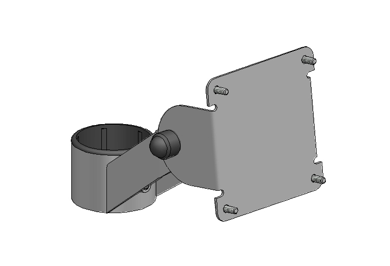 Kort stativarm för stolpar med 45 mm rördiameter, med 75 mm VESA-fäste, Vinklingsbart, SpacePole