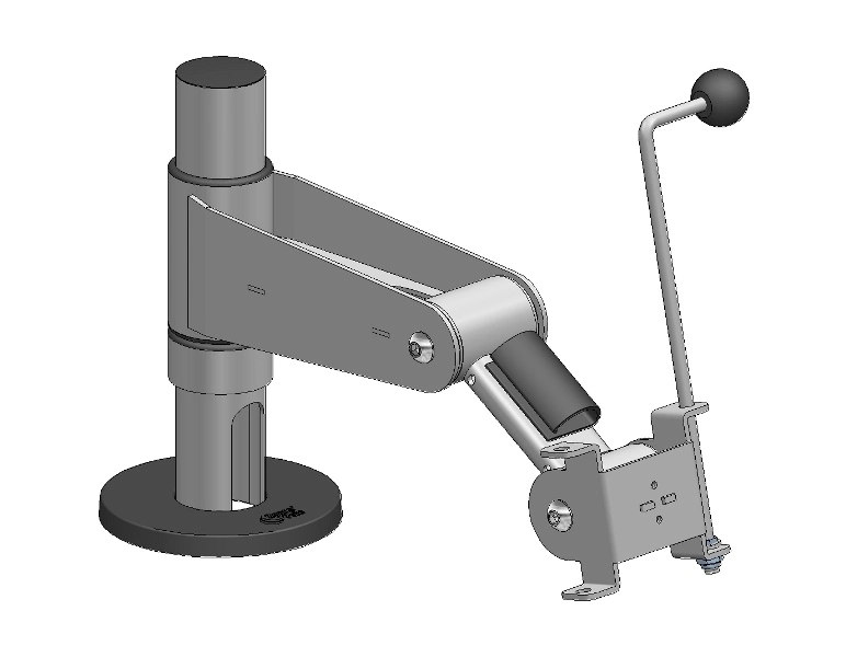 Handikappanpassat stativ med utfällbar arm, 200 mm högt, DuraTilt-fäste, SpacePole