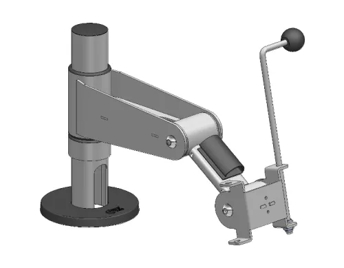 Handikappanpassat stativ med utfällbar arm, 200 mm högt, DuraTilt-fäste, SpacePole
