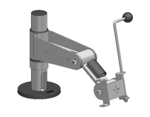 Handikappanpassat stativ med utfällbar arm, 200 mm högt, DuraTilt-fäste, SpacePole