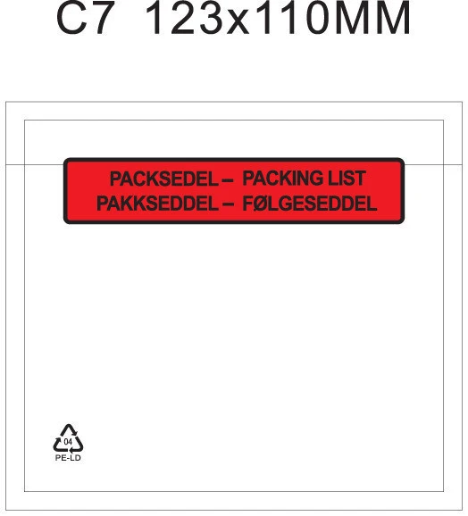 Packsedelskuvert, C7, Tryck: "PACKSEDEL", 123x110 mm, 1000 st