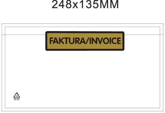 Packsedelskuvert för fakturor, Tryck: "FAKTURA/INVOICE", 248x135 mm, 1000 st