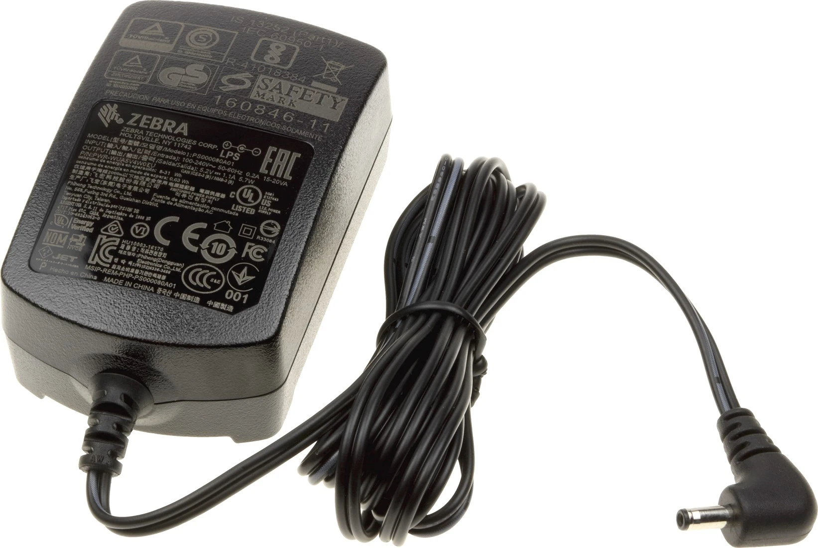 Zebra strömadapter, 5 V, 1,1 A, EU-kontakt