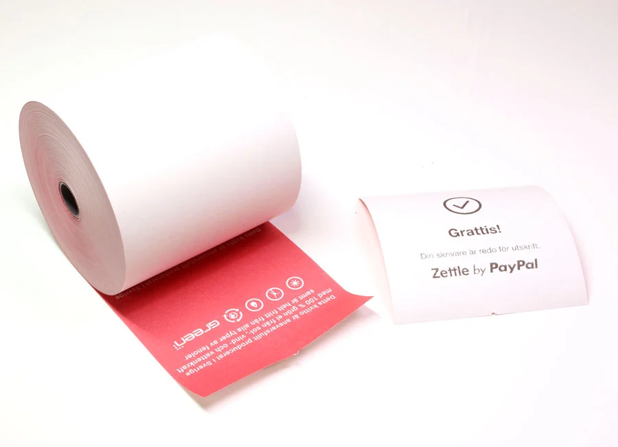 Röda kvittorullar till kvittoskrivare, Bredd: 80 mm, Längd: 56 m