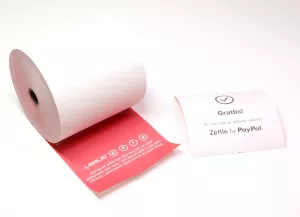 Röda kvittorullar till kvittoskrivare, Bredd: 80 mm, Längd: 56 m