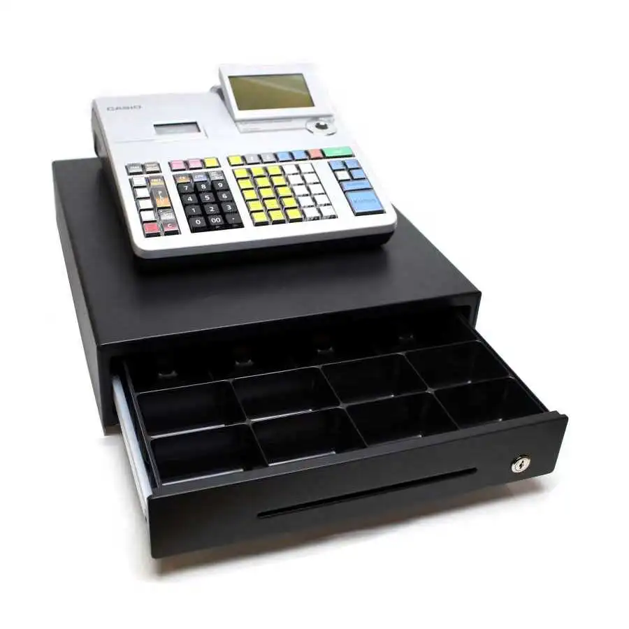 Kassaregister med stor låda, inbyggd kassalåda & kunddisplay, Casio SE-S400