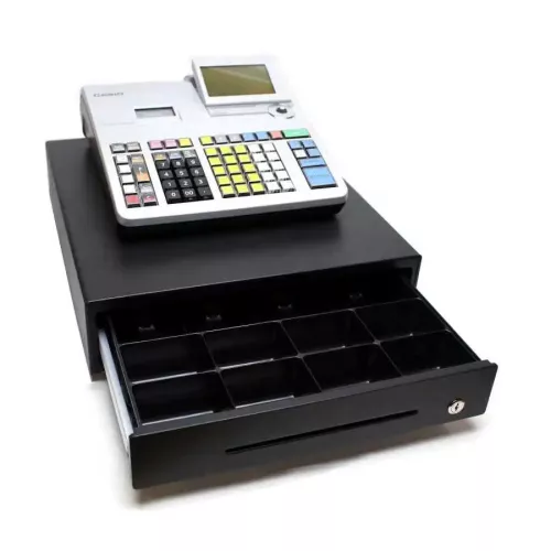 Kassaregister med stor låda, inbyggd kassalåda & kunddisplay, Casio SE-S400