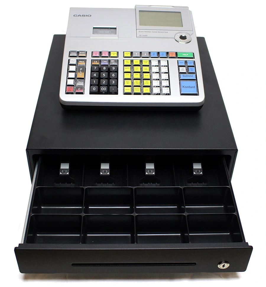 Kassaregister med stor låda, inbyggd kassalåda & kunddisplay, Casio SE-S400