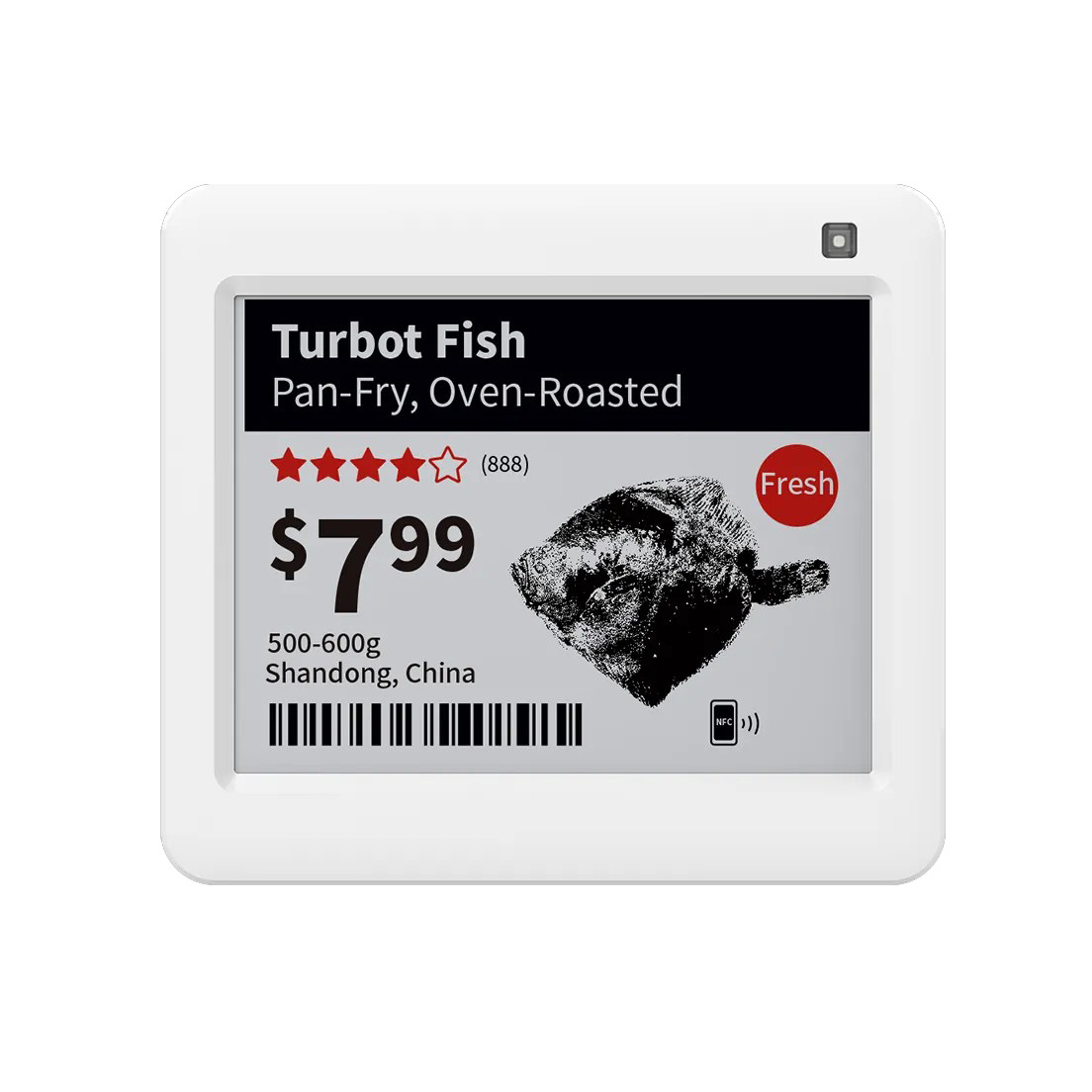 Elektronisk etikett (ESL), 4,2 tum, 4-färgig (svart, vit, röd, gul), E-ink, Opticon SE-420RY