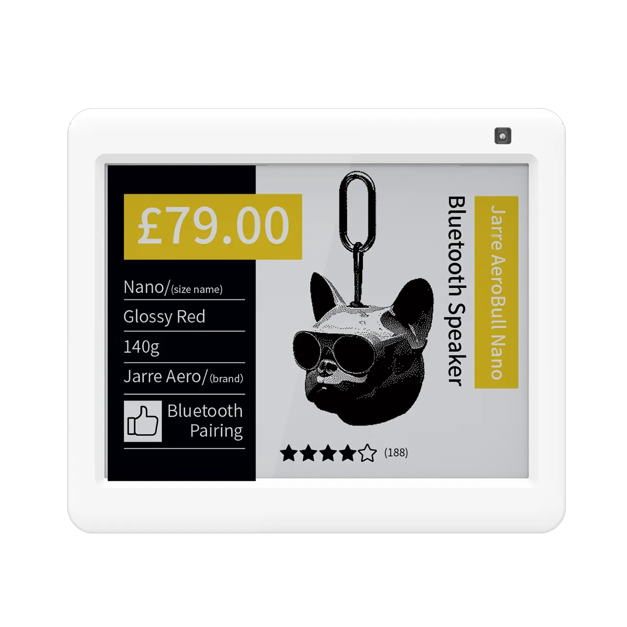 Elektronisk etikett (ESL), 5,8 tum, 4-färgig (svart, vit, röd, gul), E-ink, Opticon SE-583RY