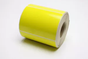 Däcketikett, Starkt specialklister, Gul, TT, Perforerad, 100x74Ø40 mm, 500 st/rulle