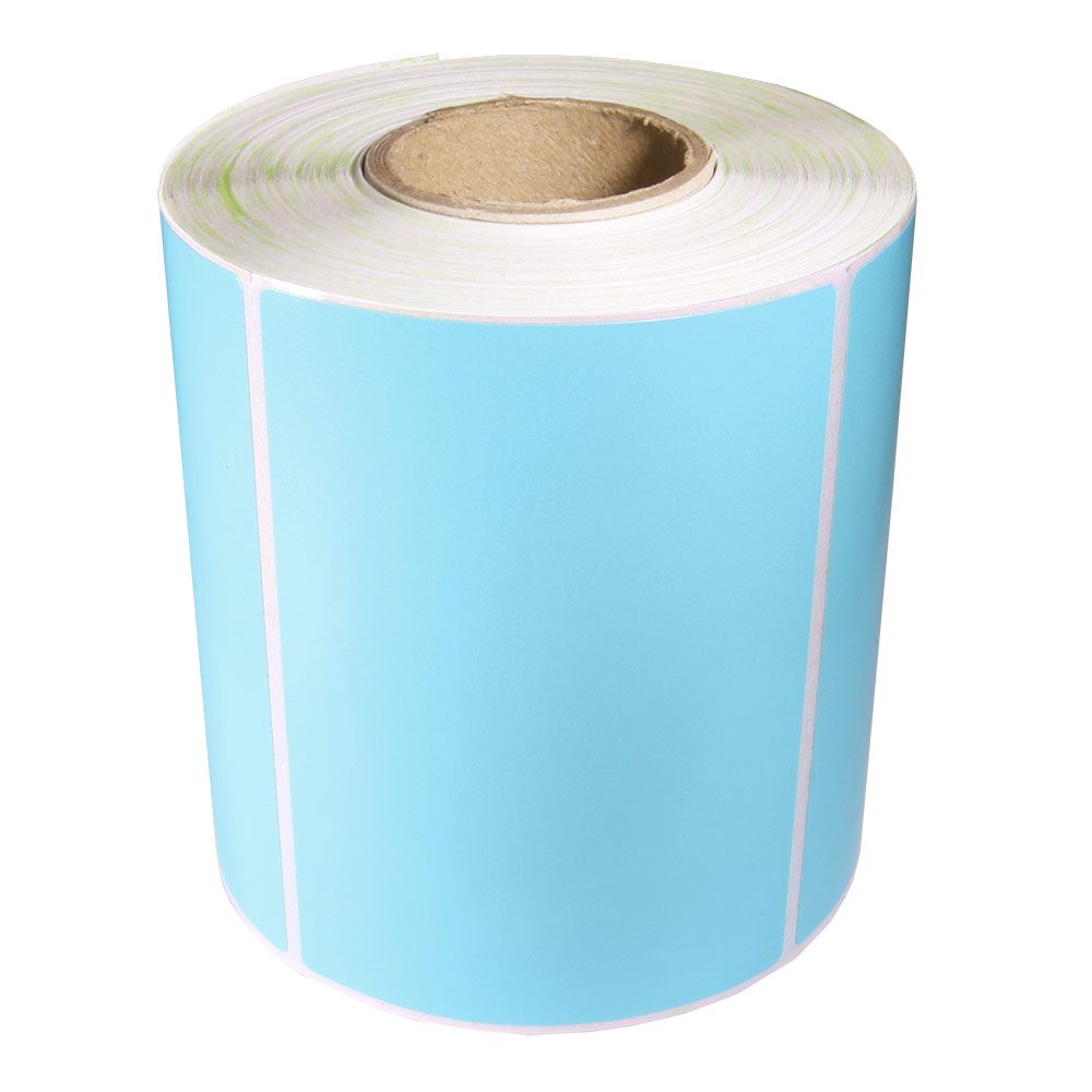 Däcketikett, Starkt specialklister, Blå, TT, Perforerad, 105x74Ø40 mm, 450 st/rulle