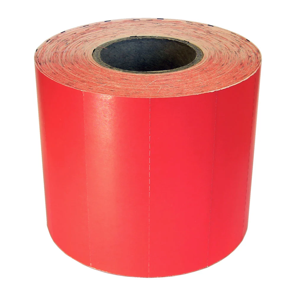 Röda hyllkantsetiketter, Rulle, TT, Läsmärke (Blackmark), 80x25Ø40 mm, 1250 st