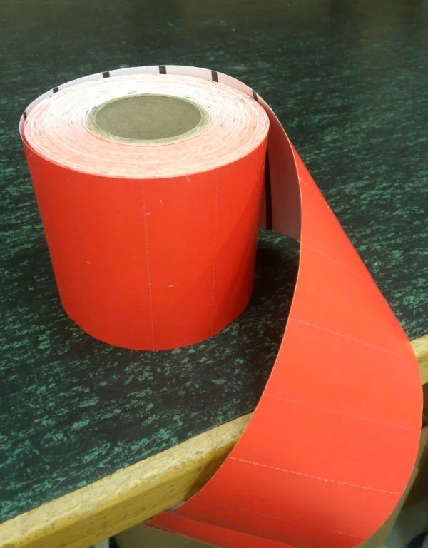 Röda hyllkantsetiketter, Rulle, TT, Läsmärke (Blackmark), 80x25Ø40 mm, 1250 st