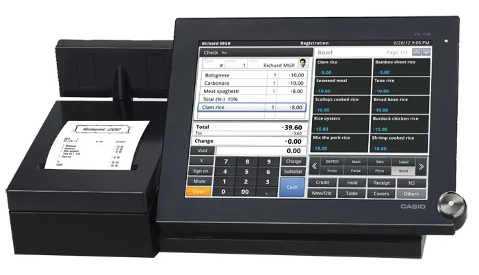 Kassaregister, Android-baserat, Kunddisplay, Kvittoskrivare, Casio V-R100