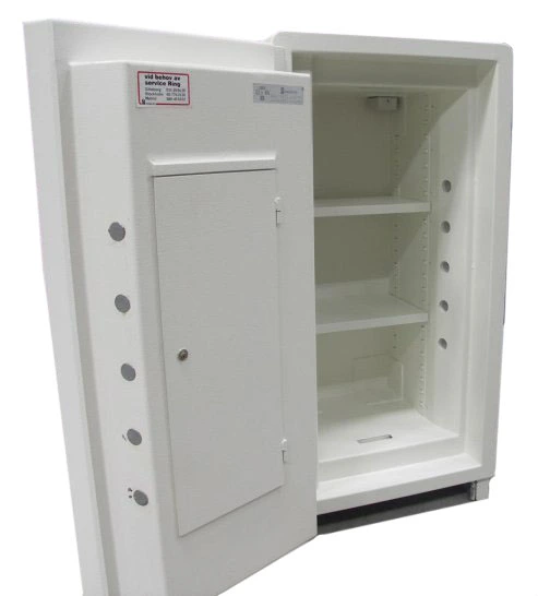 Vänsterhängd dörr till säkerhetsskåp