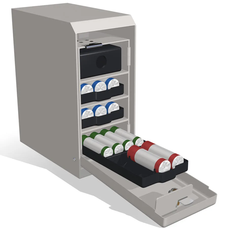 Växelbox för säker kontanthantering, 4 hyllor, VB