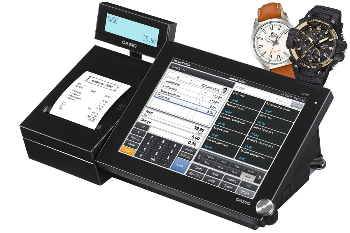 Byt din gamla kassa och få klocka på köpet, Inga månadskostnader, Casio V-R200
