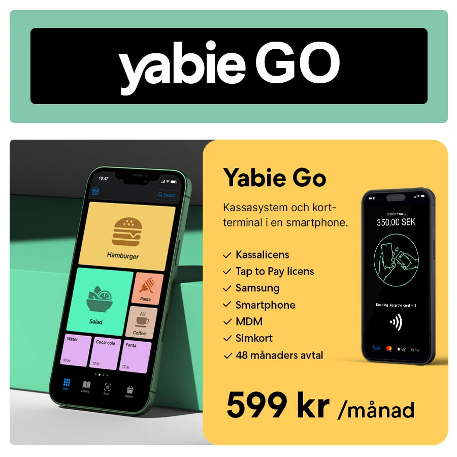 Yabie GO – Mobil Restauranglösning - Allt-i-Ett kassa