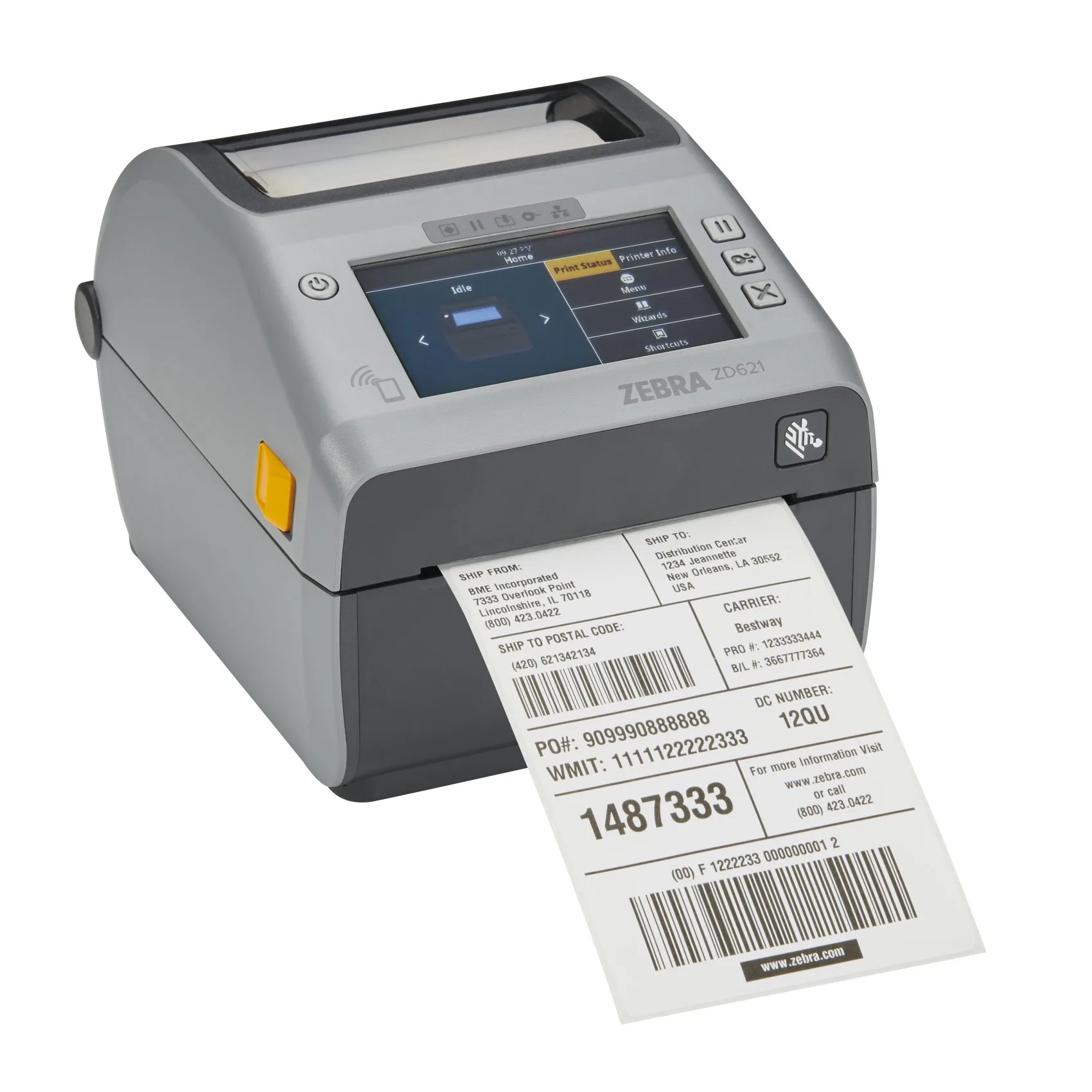 Etikettskrivare med display, DT, USB, RS232, LAN, Bluetooth, WiFi, Zebra ZD621d