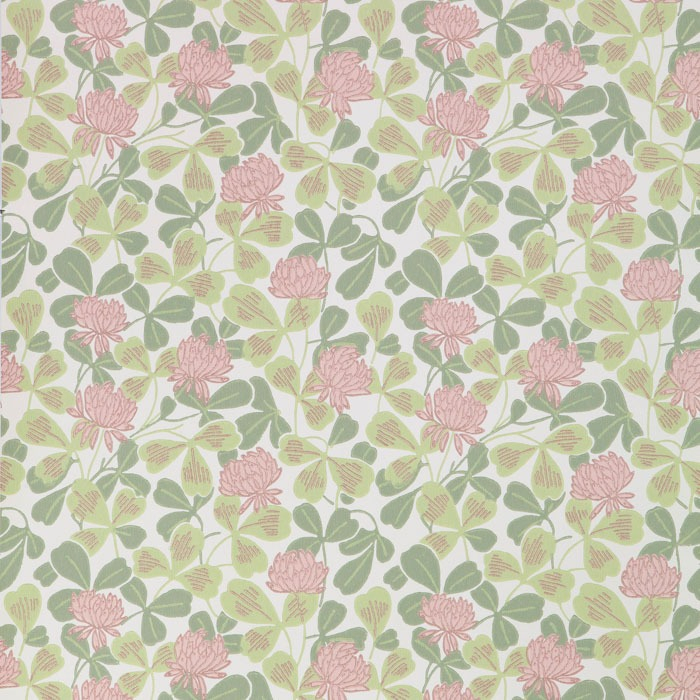 Tapet Klöver/ Grön-Rosa