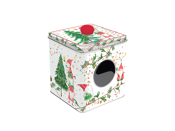 Kakburk med knopp/ Jul/ Fönster/ Plåtburk