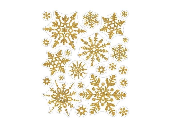 Snöstjärnor/ Guld/ Fönsterdekor/ Jul