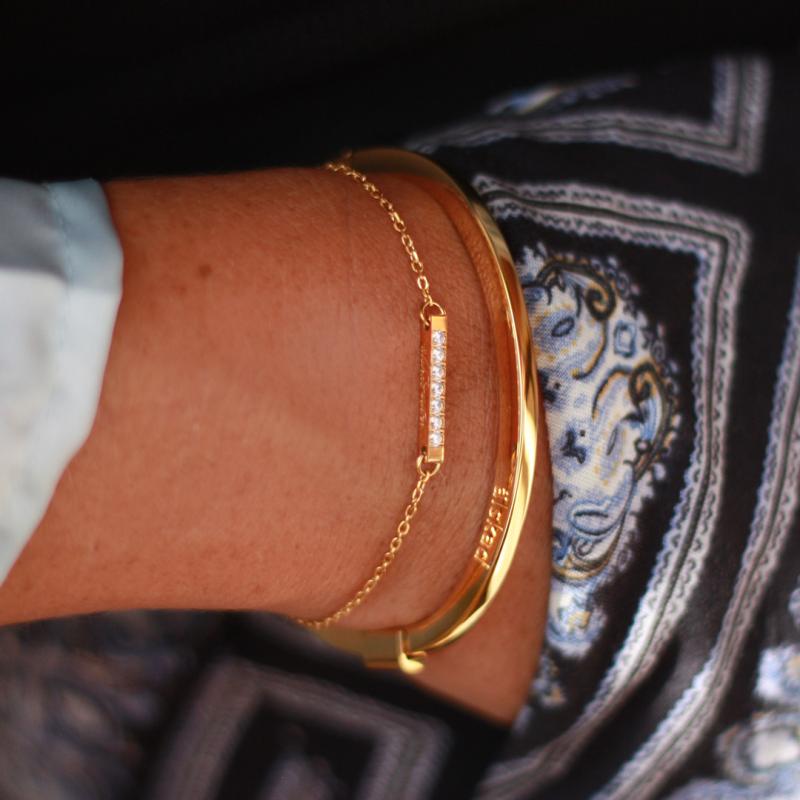 Stelt armband gravyr, Stål / Guld / Rosé