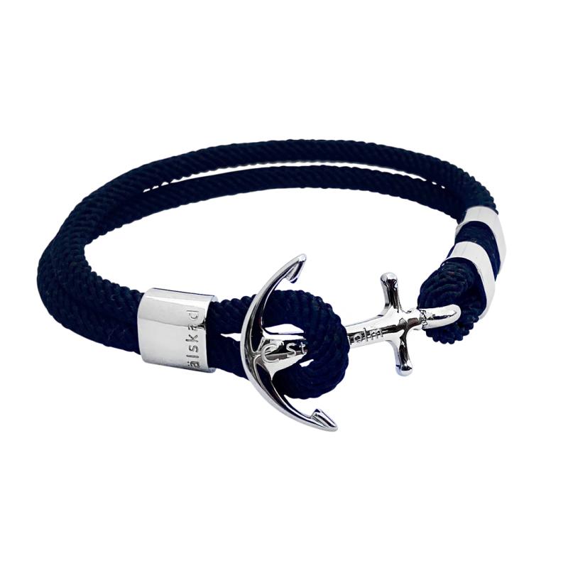 Svart ankararmband med gravyr älskad