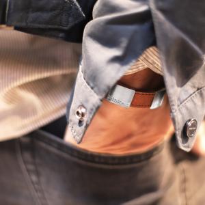 Armband "älskad man", läder & stål. 8mm / 14mm