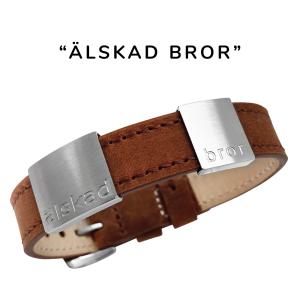 Armband "älskad bror", läder & stål. 8mm / 14mm
