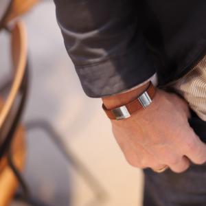 Armband "älskad bror", läder & stål. 8mm / 14mm