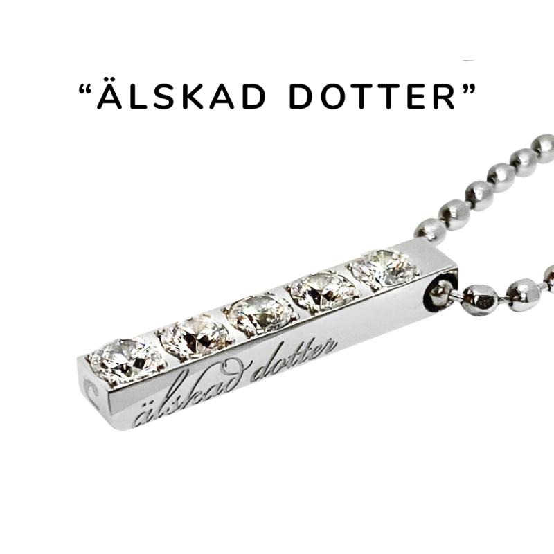 Personligt strasshalsband med gravyr, Fler texter finns