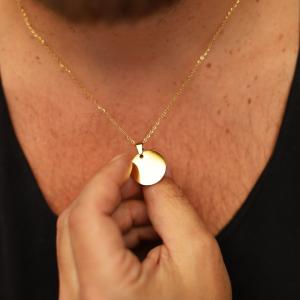 Halsband Mynt med EGEN personlig gravyr, stål / guld / rosé