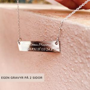 Halsband, EGEN gravyr - namn, koordinater, citat...