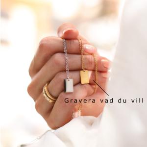 Mini halsband med EGEN personlig gravyr, Stål / Guld