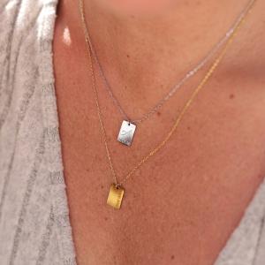 Mini halsband med EGEN personlig gravyr, Stål / Guld