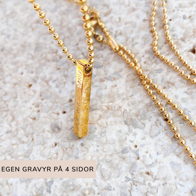 Halsband "Stav" med GRAVYR på 4 sidor, Inkl kedja