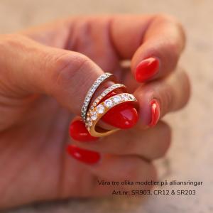 Tunn semi alliansring i stål med zirconia stena...