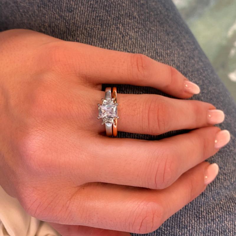 Trippelring med baguettslipade zirconia