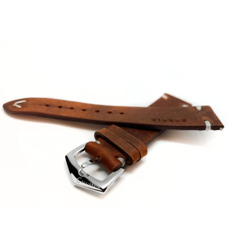 Brunt klockarmband i läder "älskad"