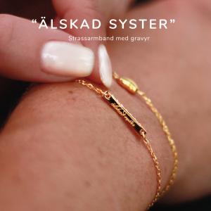Nätt strassarmband med gravyr - Fler texter & färger finns!