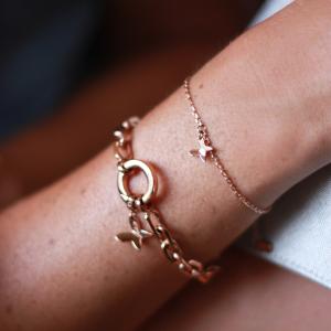 Armband ankarkedja med ringlås för berlocker, Stål / Guld / Rosé