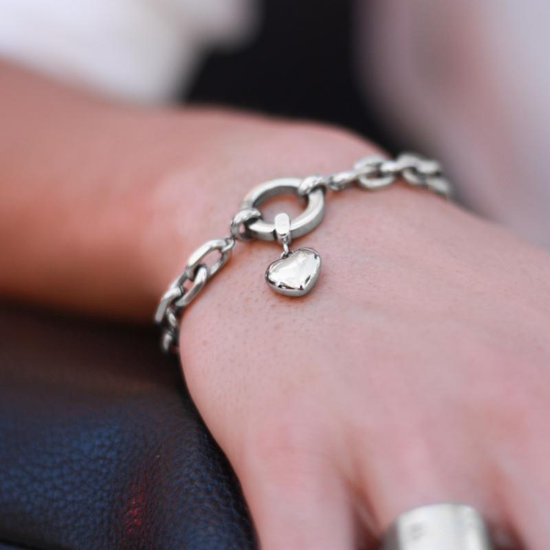 Armband ankarkedja med ringlås för berlocker, Stål / Guld / Rosé