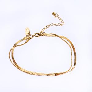 Nätt armband Herringbone, dubbel. Stål / guld