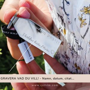 Nyckelring med EGEN GRAVYR, Blank stål