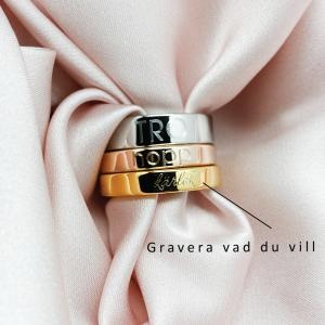 6mm Slät ring, stål/guld/rosé - INKL. GRAVYR
